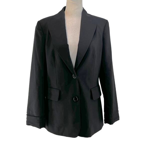 Alice & Olivia Black Shawl Collar Blazer Ruched Sleeves Black - Picture 1 of 8